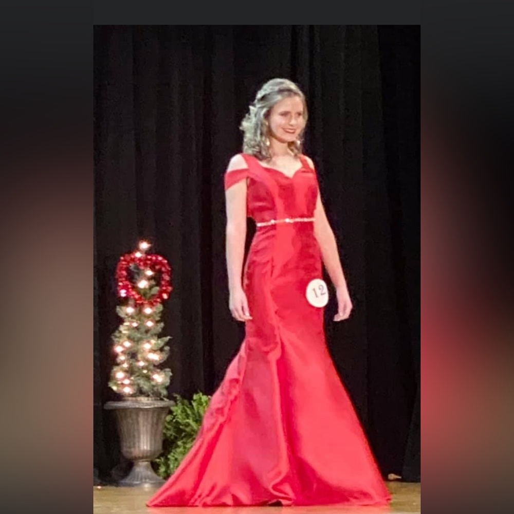 Red pageant dress.
